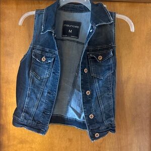 Maurices Blue Denim Sleeveless Jacket